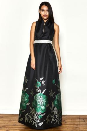DRESS "Flores Nocturnas" with sort sleeves 