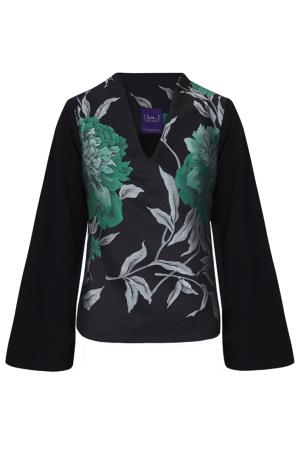 Top "Flores Nocturnas"  with sleeves